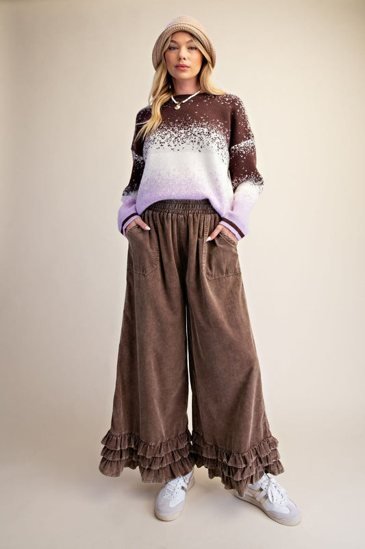 RUFFLE CORDUROY PANTS