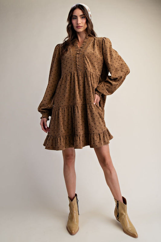 POLKA DOTS CORDUROY  DRESS