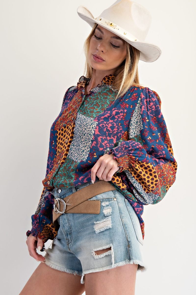 PATCHWORK PRINTED TOP